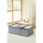 Luxway Home 2 'li Lacivert Çizgili Çekmece Içi Düzenleyici Organizer Set - Çok Amaçlı Dolap içi kutu seti - 001-Renkli - Diğer
