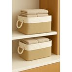 LUXWAY HOME 2'li Jüt Kumaş Dekoratif Sepet – Büyük Boy, Banyo, Oyuncak veya Dolap İçi Organizer