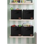 Luxway Home 4`lü Siyah Desteksiz Saklama Kutusu 28X28X28 Dekoratif Kulplu Organizer Dolap Içi Çamaşır Oyuncak Dü - 28 x 28