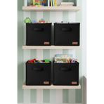 LUXWAY HOME 4`lü Siyah Desteksiz Saklama Kutusu 28x28x28 Dekoratif Kulplu Organizer Dolap İçi Çamaşır Oyuncak Dü