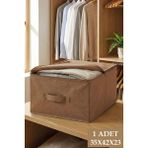 Luxway Home Bej Tela Hurç 35X42X23 cm Fermuarlı Dolap Içi Düzenleyici Baza Altı Yorgan Yastık Saklama Organizeri - 1 Adet