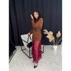 Luz Dantel Maxi Etek - Bordo