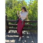 Luz Maxi Saten Etek - Bordo