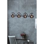 Luzarana Nora 4 Lü Siyah-Krom Metal Gövde Füme Camlı Tasarım Lüx Avize