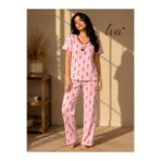 LVA Pembe Kırmızı Kalp Kadın Pijama Takımı