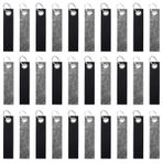Lvefyti 30 adet keçe anahtarlık, 13 x 3 cm keçe anahtarlık, boş anahtarlık, paslanmaz çelik halkalı, kendin yap dekorasyon, el işi çantaları için, Gri + siyah., 13 x 3 cm