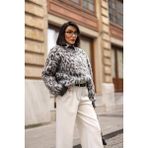 Lwl Leopar Desenli Oversize Kazak - Leopar - Beyaz - Standart