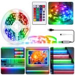 LXLQZXW LED şerit 5 m, RGB LED TV arka plan aydınlatması, 40 – 85 inç (40 – 85 inç) TV/PC için, USB renk değiştiren LED şeritler, uzaktan kumandalı, esnek, kendinden yapışkanlı LED aydınlatma şeridi,
