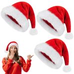 LXYYDS Noel şapkası, 3 adet Noel Baba şapkası, pelüş Noel Baba şapkası, yetişkin Noel şapkası, erkekler, kadınlar için, Noel partileri ve kutlamalar için, kutlama partisi ürünleri