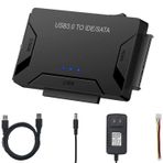 Lycaeus USB 3.0 IDE/SATA Sabit Sürücü Adaptörü, Harici Dönüştürücü için 2.5 "3.5" IDE SATA HDD SSD DVD Optik Sürücü, Evrensel Sabit Disk Okuyucu w/12 V 2A Güç Kaynağı Desteği 6 TB