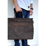 Lydos Bag Gaston Retro Deri Seyahat Çantası - Kahverengi