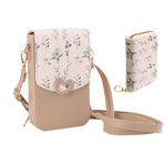 LYEAA Deri Çiçek Kadın Mini Crossbody Çanta Çanta Fermuar Kapatma Çok Bölmeli Cüzdan Ayarlanabilir Çıkarılabilir Kayış Kilit Toka Çanta Kart Yuvaları ile Seyahat için Günlük Kullanım için, haki, 220
