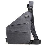 LYEAA Erkek Moda Göğüs Çantası Seyahat Crossbody Çanta Büyük Kapasiteli Basit Sling Çanta Anti Theft Çanta Ayarlanabilir Kayış Bel Paketi, gri, left shoulder, Yardımcı Programı