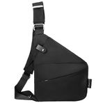 LYEAA Erkek Moda Göğüs Çantası Seyahat Crossbody Çanta Büyük Kapasiteli Basit Sling Çanta Anti Theft Çanta Ayarlanabilir Kayış Bel Paketi, siyah, left shoulder, Yardımcı Programı