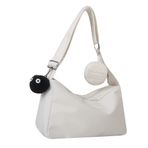 LYEAA Harajuku Kadın Alışveriş Çantası Büyük Kapasiteli Crossbody Çanta Rahat Fermuar Düz Renk Bozuk Para Çanta ile, beyaz