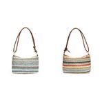 LYEAA Kadın Etnik Stil Çantalar Bohem Hasır Crossbody Çanta Alışveriş ve İş Çantaları için Büyük Kapasiteli, Mavi+çok renkli, M