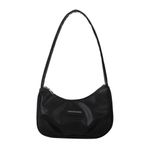 LYEAA Kadın küçük omuz çantaları Zip kapatma moda Hobo çanta Vintage kol altında çanta hafif katı çanta debriyaj, siyah