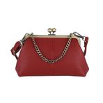 LYEAA Kadın PU öpücük kilit debriyaj çanta zincir askısı ile akşam çanta ayarlanabilir kayış moda omuzdan askili çanta zarif parti çantası, kırmızı, 230.00x160.00x80.00mm/9.06x6.3x3.15inch