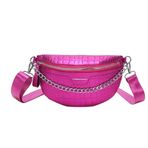 LYEAA Kadın timsah desen göğüs çantası moda kalın zincir askı bel paketi rahat ayarlanabilir kayış taşınabilir çalışma, pembe kırmızı, moda