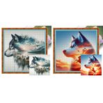 Lyeaa Kurt Baskılı 50x50 cm Full Nakış Eco-Cotton Thread 11CT Çapraz Dikiş Kiti
