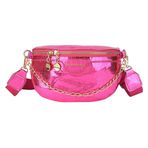 LYEAA Moda Taş Desen Fanny Paketi Kadın Sling Bel Paketi Bel Paketi Basit Zincirler Eyer Kemer Çanta, pembe kırmızı, moda