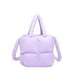 LYEAA Puffer Tote Çanta Kapitone Kabarık Yumuşak Yastıklı Satchel Çanta Hafif Yastık Shopper Çanta Kadınlar için İş Seyahat, mor, 310.00x100.00x220.00mm/12.2x3.94x8.66inch