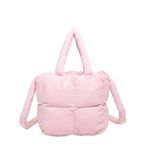 LYEAA Puffer Tote Çanta Kapitone Omuz Çantası Yumuşak Dolgulu Çapraz Çanta Hafif Yastık Alışveriş Çantası Kadınlar için İş Seyahat (Pembe), pinguin gri, 310.00x100.00x220.00mm/12.2x3.94x8.66inch