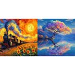 LYEAA Tuval üzerine sayılara göre boyama seti, kendin yap yağlı sanatı, tren resmi, ev duvar dekorasyonu, 40 x 40 cm