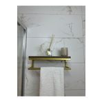 lyla concept Fulya Banyo Ahşap Raflı Gold Metal Havlu, Şal Askılık