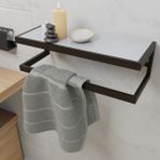 Lyla Concept Funda Banyo Ahşap Raflı Metal Havlu, Şal Askılık - Siyah