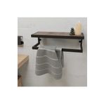 lyla concept Funda Banyo Ahşap Raflı Metal Havlu, Şal Askılık