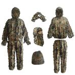 LYLPYHDP Ghillie Suit, Çocuk Yetişkin 3D Yapraklı Kamuflaj Giyim, Türkiye Avcılığı için Kamuflaj Takımı, Açık Hava Oyunu ve Cadılar Bayramı için Av Elbisesi