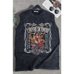 Lynyrd Skynyrd 1973 Baskılı Yıkamalı Kolsuz Tişört, Unisex Rock Band Temalı Sıfır Kol Retro Atlet - Siyah - 4XL