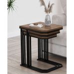 Lyon 3'lü C Zigon Sehpa Siyah Metal - Barok Tabla - SİYAH-BAROK