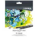 Lyra Aqua Brush Duo fırça fırçası, keçeli kalem, çeşitli renklerde, 24 Fasermaler, 24 Fasermaler