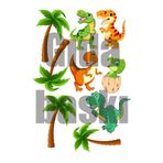 Lyroni Yenilebilir Şeker Kağıt Dinozor Palm Temalı Pasta Süsleme