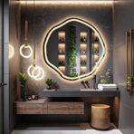 Lys Led'li Lazer Kumlamalı Lavabo & Banyo Aynası (Dokunmatik Sensörlü) günışığı led 80 x 80