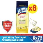 Lysol Yüzey Temizleyici Antibakteriyel Islak Mendil 432 Yaprak 6 x 72’li Bakterilerin %99,9’unu Öldürür