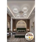 Lytra Lighting Aurea Model 4'lü Gümüş 3 Renk Modu Ledli Tavana Sıfır Salon Mutfak Çocuk Yatak Odası LED Avize