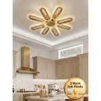 Lytra Lighting Eclipse Model 8'li Gümüş 3 Renk Modu Ledli Tavana Sıfır Salon Mutfak Çocuk Yatak Odası LED Avize - Gold