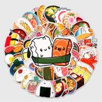 LYunMu Suşi Çıkartma 50 Adet Scrapbooking Seti Japon Yemeği Aesthetic Decals Otomobil Motosikletler Bisiklet Kaykay Snowboard Gitar Su Şişeleri Bagaj Seyahat Çantası Laptop MacBook