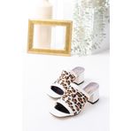 LZ SHOES Beyaz yeni sezon Leopar Desen sık Kadın Topuklu terlik