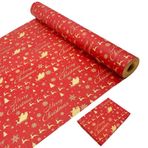 LZRinue Rulo paket Noel hediye kağıdı, 43 cm x 20 m, geri dönüştürülebilir kraft kağıdı, Noel Baba ve geyik baskılı. Noel, doğum günü, düğün, hediye kağıdı için kraft kağıt rulosu