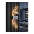 Lzy Avize Store Ay Hilal Modern Ledli Krom 3 Renk Duvar Lambası - Koridor Salon ve Antre İçin Şık Aplik Aydınlatma 50 Cm
