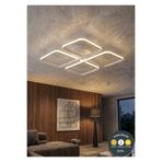 Lzy Avize Store March Dekoratif Beyaz Plafonyer LED Avize-4'lü Geometrik Kare 3 Renk Yanma Özellikli