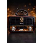 M-111Bt Nostaljik Radyo Görünümlü Led Işıklı Bluetooth,Hafıza Kartı,Usb Bellek,Aux Ve Radyo Destekli Hoparlör (Brown)