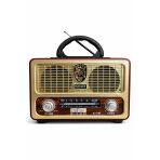 M-111Bt Nostaljik Radyo Görünümlü Led Işıklı Bluetooth,Hafıza Kartı,Usb Bellek,Aux Ve Radyo Destekli Hoparlör (Kiraz Kırmızısı)