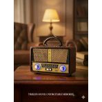 M-112Bt Nostaljik Radyo Görünümlü Led Işıklı Bluetooth,Hafıza Kartı,Usb Bellek,Aux Ve Radyo Destekli Hoparlör Siyah