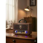 M-115Bt Nostaljik Radyo Görünümlü Led Işıklı Bluetooth,Hafıza Kartı,Usb Bellek,Aux Ve Radyo Destekli Hoparlör Kapalı Ahşap