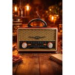 M-156Bt Nostaljik Radyo Görünümlü Bluetooth,Hafıza Kartı,Usb Bellek,Aux Ve Radyo Destekli Hoparlör Gri